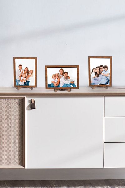 HYL 3 Pieces Picture Frame with Wooden Legs Suitable for 13x18 Pictures (WITHOUT GLASS)