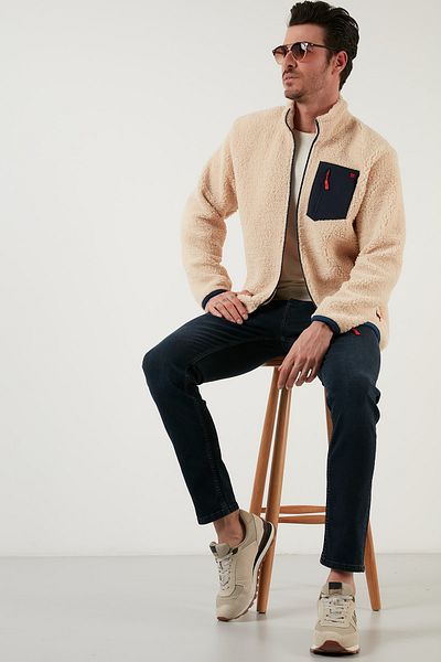 Buratti Stand Collar Zippered Pocket Fleece Cardigan Men's Fleece 5909001