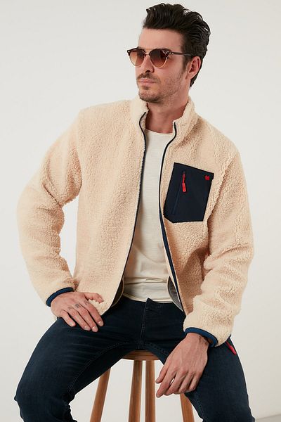 Buratti Stand Collar Zippered Pocket Fleece Cardigan Men's Fleece 5909001