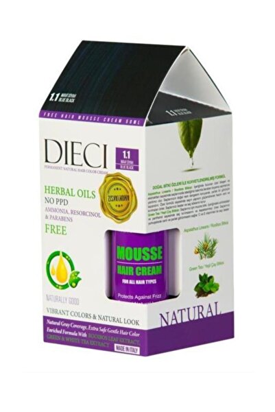 Dieci Herbal Oils Amonyaksız Saç Boyası 1.1 Blue Black - Mavi Siyah + Free Ha...