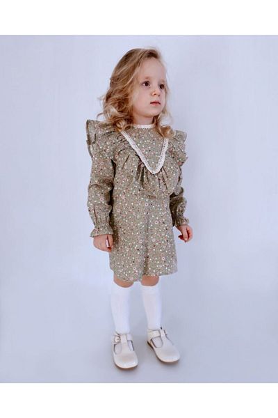 le petit sole Girl's Giny Dress Green Color