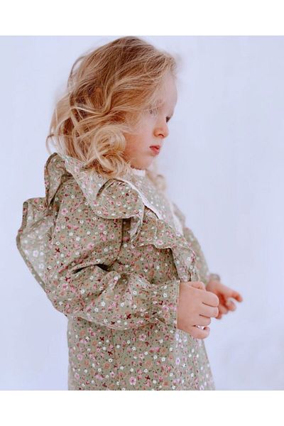 le petit sole Girl's Giny Dress Green Color
