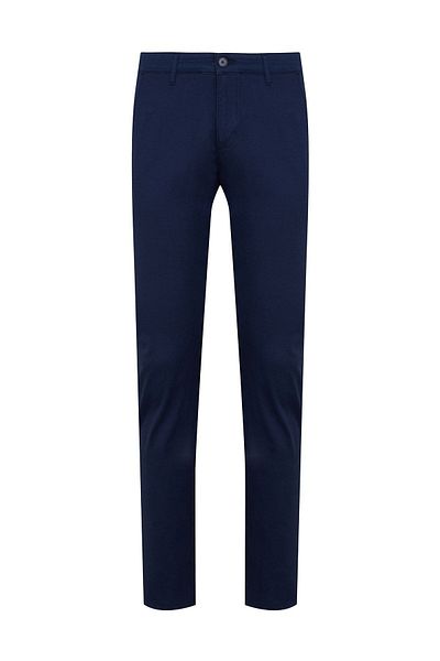 Hatemoğlu Μπλε Navy Dynamic Fit ίσιο βαμβακερό παντελόνι καμβά πλαϊνής τσέπης