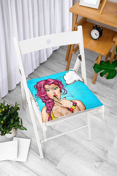 Realhomes Pop Art Pattern Digital Printed Fluffy Square Chair Cushion