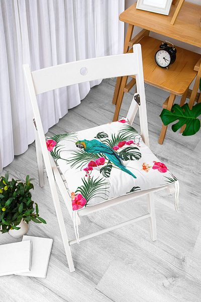Realhomes Blue Parrot Digital Printed Fluffy Chair Cushion