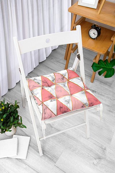 Realhomes Geometric Triangle Shaped Marble Patterned Fluffy Chair Cushion