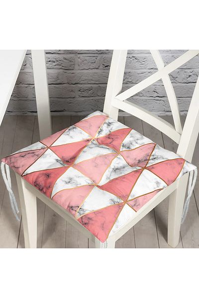 Realhomes Geometric Triangle Shaped Marble Patterned Fluffy Chair Cushion