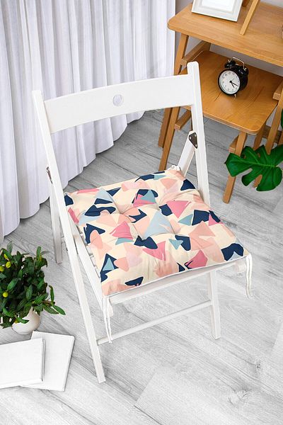 Realhomes Colorful Geometric Patterned Modern Pouf Chair Cushion