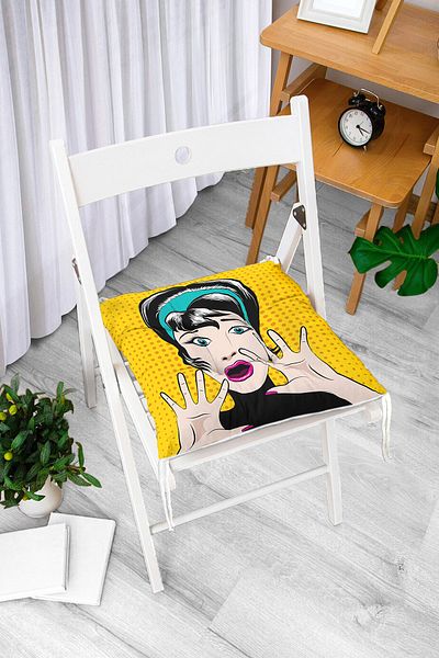 Realhomes Digital Printed Fluffy Square Chair Cushion with Pop Art Picture