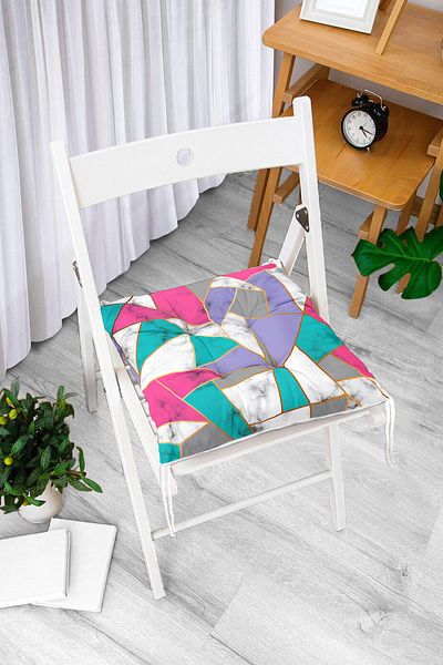 Realhomes Geometric Shaped Marble Printed Modern Fluffy Chair Cushion