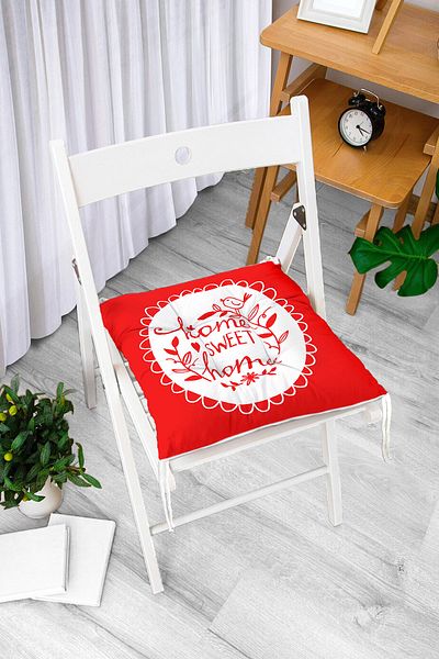 Realhomes Home Sweet Home Digital Printed Fluffy Square Chair Cushion