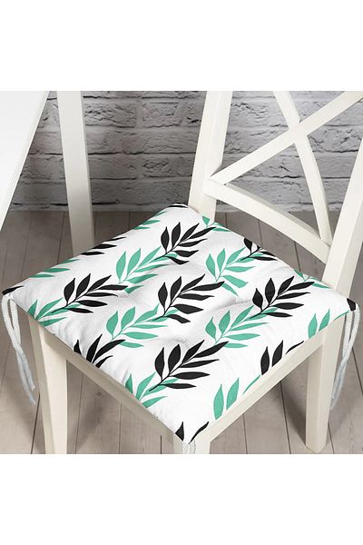 Realhomes Digital Printed Modern Fluffy Chair Cushion with Colorful Leaf Motif