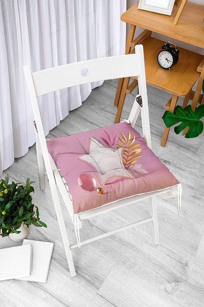 Realhomes Pink 3D Star Patterned Fluffy Square Chair - Cushion with Floor
