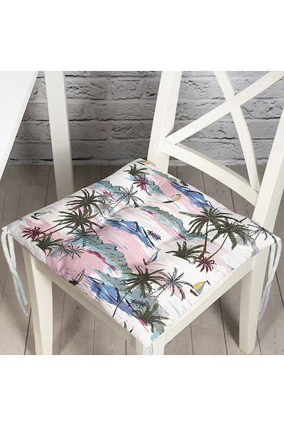 Realhomes Palm Tree Motif Island Patterned Digital Printed Fluffy Chair Cushion