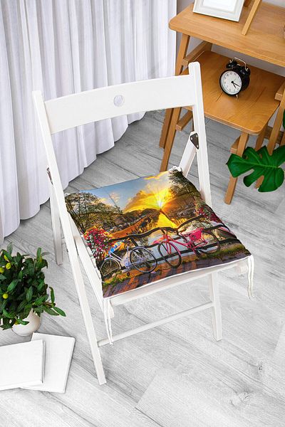 Realhomes Scenery Patterned Digital Printed Fluffy Square Chair Cushion