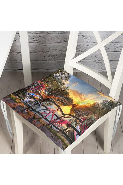 Realhomes Scenery Patterned Digital Printed Fluffy Square Chair Cushion