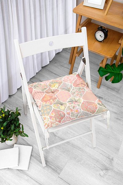 Realhomes Ogea Flower Patterned Modern Fluffy Chair Cushion