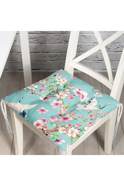 Realhomes Puffy Square Chair Cushion with Ebabil Birds Motif