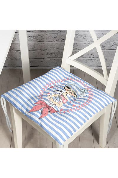 Realhomes Blue Striped Fashion Girl Digital Printed Decorative Fluffy Chair Cushion