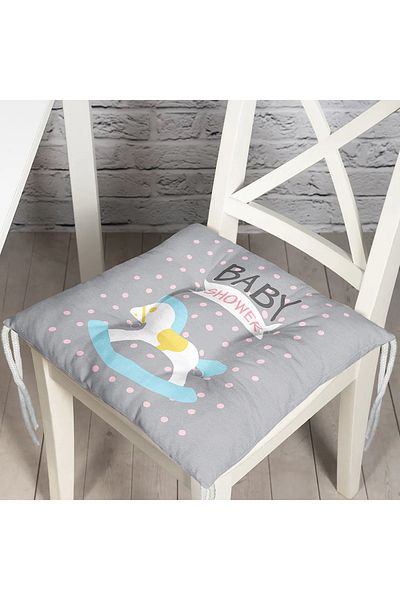 Realhomes Baby Stroller Patterned Baby Room Fluffy Chair Cushion on Pink Floor