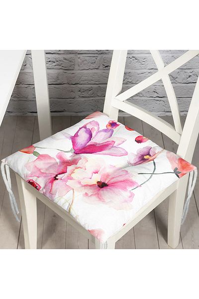 Realhomes Flower Themed Digital Printed Pouf Chair Cushion with White Background