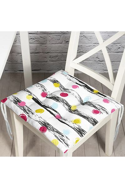 Realhomes Horizontal Themed Rainbow Polka Dot Modern Fluffy Chair Cushion