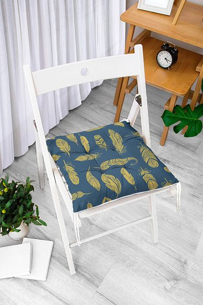 Realhomes Gilded Feather Patterned Digital Printed Fluffy Chair Cushion