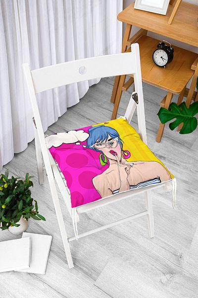 Realhomes Pop Art Digital Printed Αφράτο τετράγωνο μαξιλάρι καρέκλας