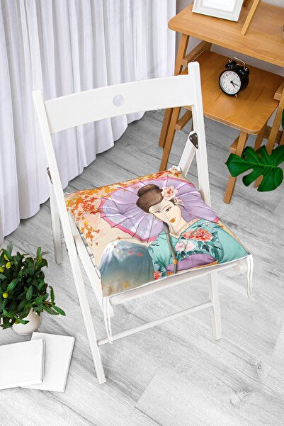 Realhomes Dekorativni pufasti jastuk za stolicu sa suncobranom i motivom japa...