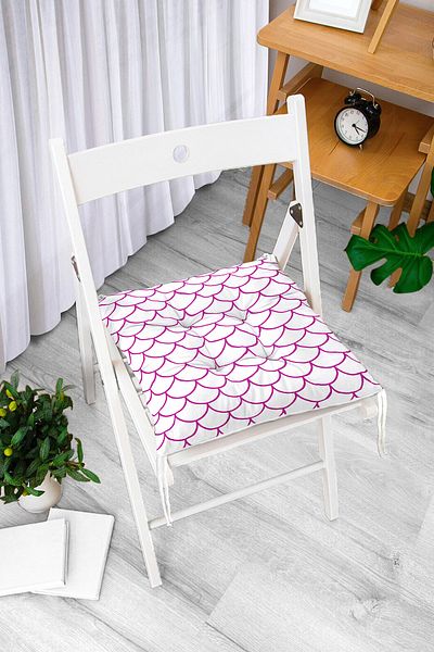 Realhomes Purple Geometric Patterned Digital Printed Decorative Fluffy Chair Cushion