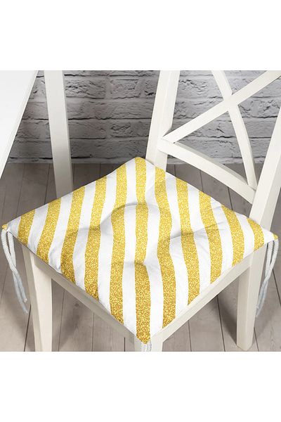 Realhomes Modern Gold Lines Specially Designed Pouf Chair Cushion