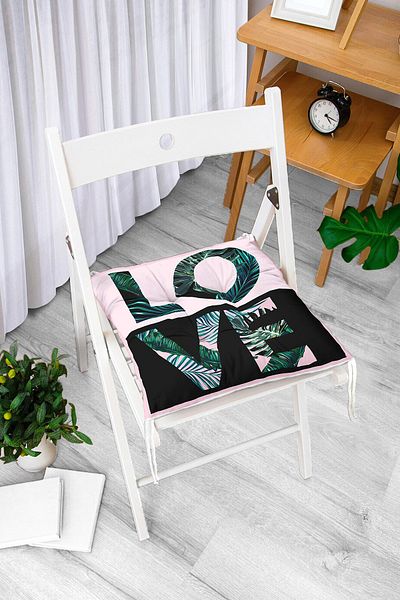 Realhomes Pernă pentru scaun pufoasă cu detalii Love Leaf