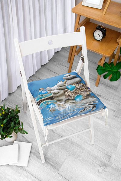 Realhomes Blue World Digital Printed Fluffy Square Chair Cushion