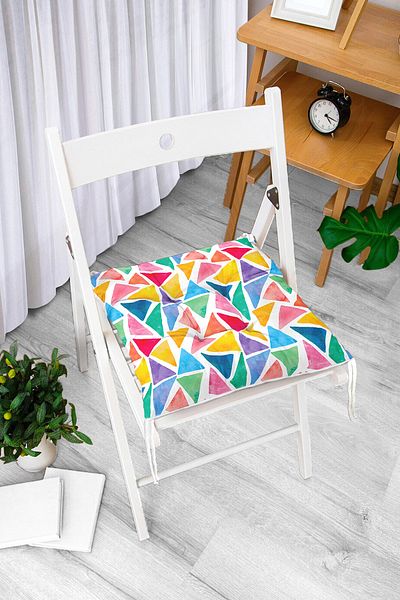 Realhomes Colorful Geometric Picture Digital Printed Fluffy Chair Cushion