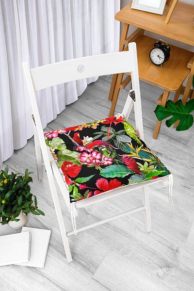Realhomes 3d Tropical Parrots on Black Background Modern Fluffy Chair Cushion