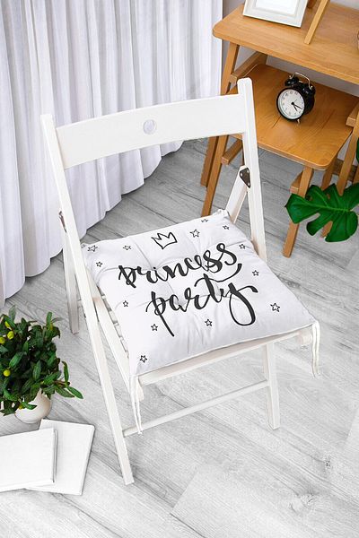 Realhomes Princess Party Text Patterned Digital Printed Decorative Fluffy Chair Cushion