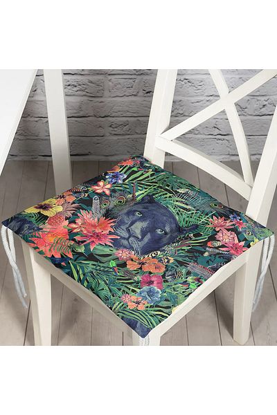 Realhomes Leopard Special Design Pofidik Square Chair Cushion with Dark Blue Floor
