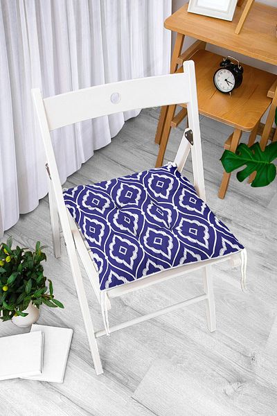 Realhomes Blue Ethnic Motif Digital Printed Modern Fluffy Chair Cushion