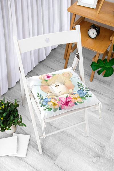 Realhomes Sevimli Küçük Ayı Tasarımlı Pofidik Sandalye Minderi