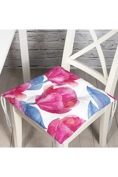 Realhomes Watercolor Tulip Themed Decorative Pofidik Chair Cushion