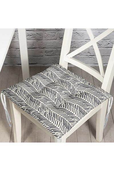Realhomes Modern Black and White Patterned Digital Printed Fluffy Chair Cushion