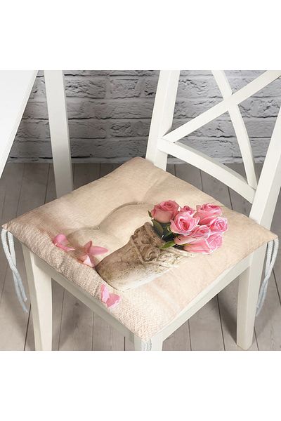 Realhomes Flower Basket Pattern Digital Printed Fluffy Chair Cushion