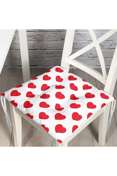 Realhomes Heart Pattern Digital Printed Fluffy Chair Cushion