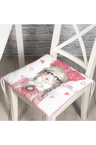 Realhomes Fashion Girl Digital Printed Modern Fluffy Chair Cushion
