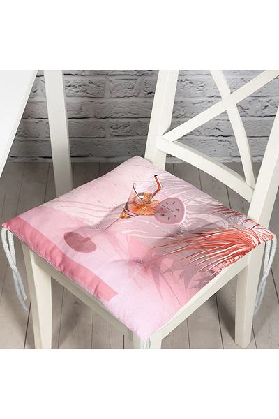 Realhomes Digital Printed Pouf Chair Cushion with Palm Tree and Goblet Picture