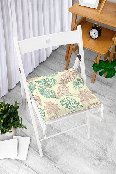 Realhomes Leaf Themed Digital Printed Pouf Chair Cushion