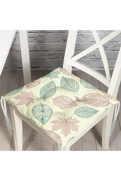 Realhomes Leaf Themed Digital Printed Pouf Chair Cushion