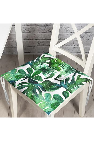 Realhomes Watercolor Tropical Leaves Patterned Special Design Fluffy Chair Cushion