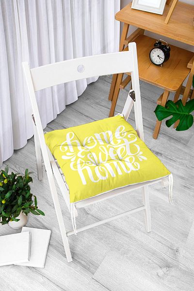 Realhomes Home Sweet Home Digital Printed Fluffy Square Chair Cushion