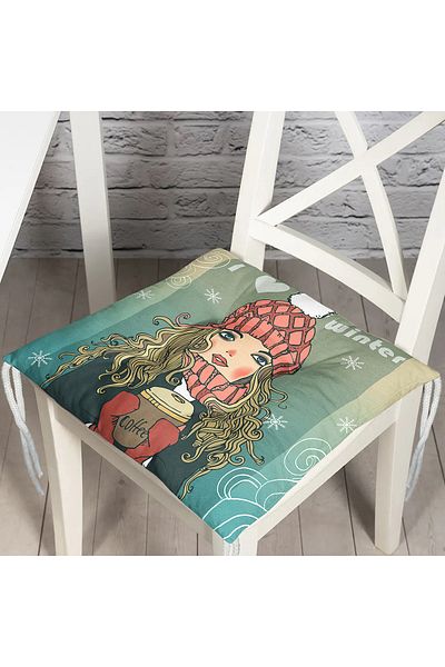 Realhomes Winter Themed Pop Art Patterned Digital Printed Modern Fluffy Chair Cushion